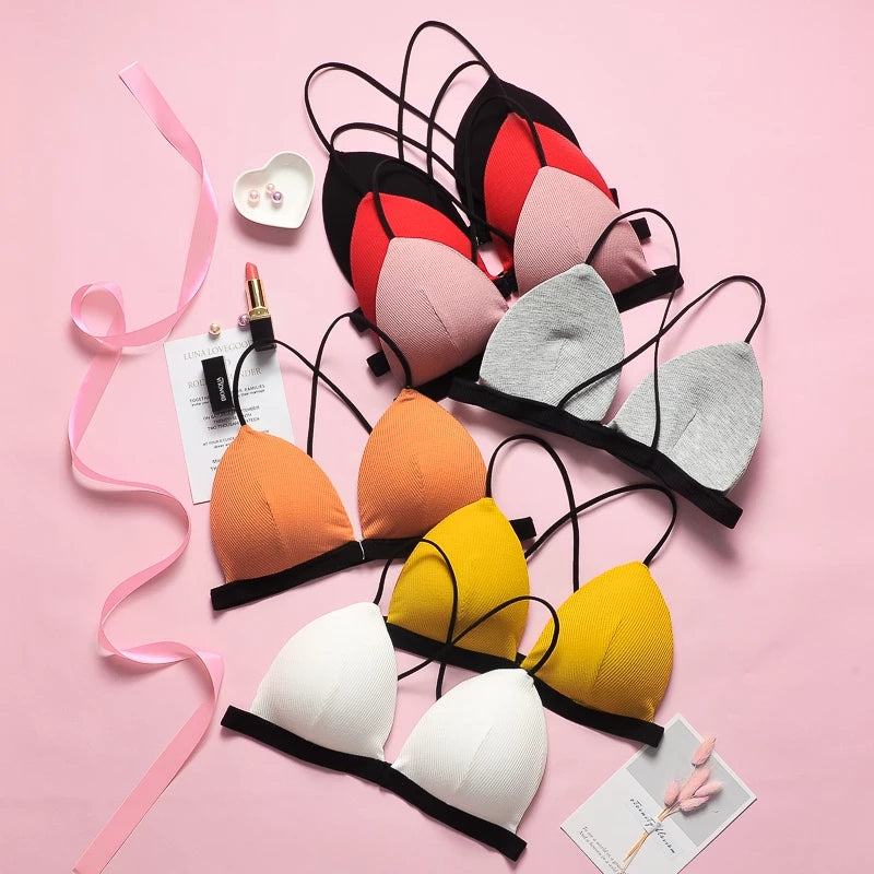6 Pcs Women's Wireless Front Closure Bra Comfort Soft Triangle Cup Bralette - D4015 6 Pcs Women's Wireless Front Closure Bra Comfort Soft Triangle Cup Bralette - D4015