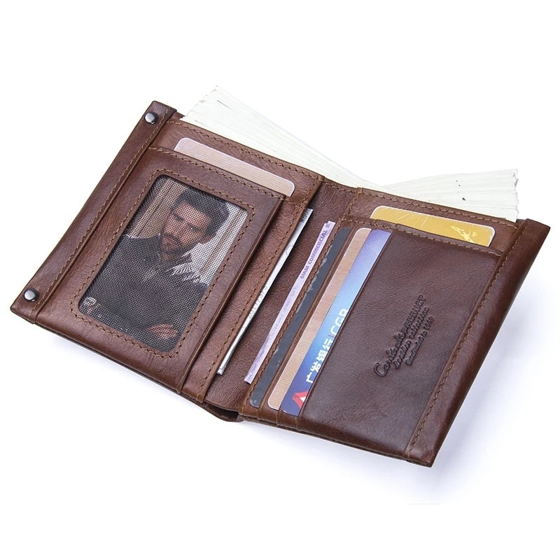 Top Quality Genuine Leather Zipper Pocket Card Holder Short Wallet For Men and Women - (M1245) - TUZZUT Qatar Online Store