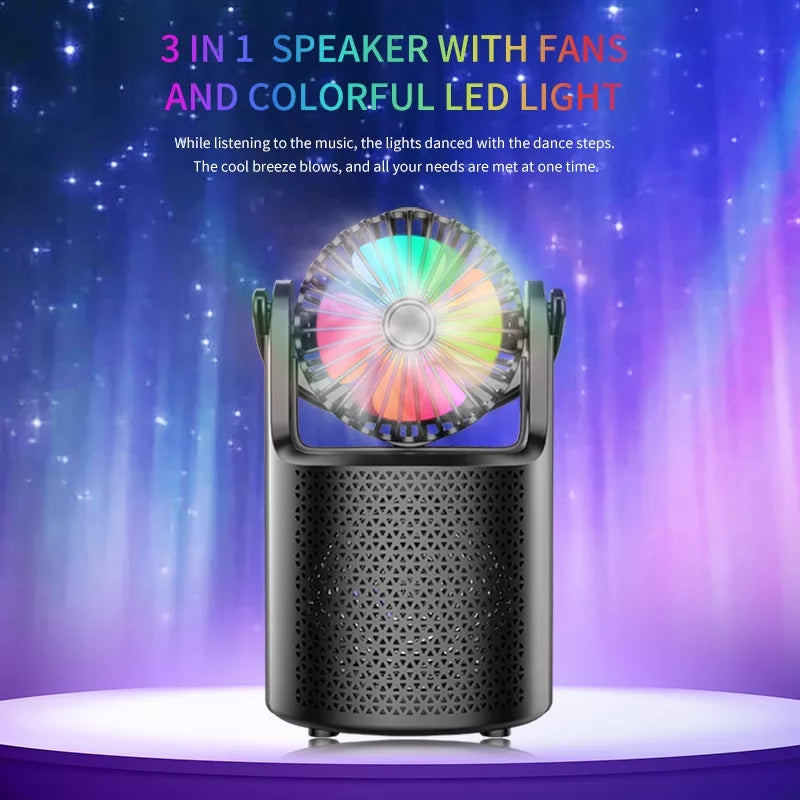 Mini Bluetooth Speaker with Fan LED Light ZQS1440 - Tuzzut.com Qatar Online Shopping