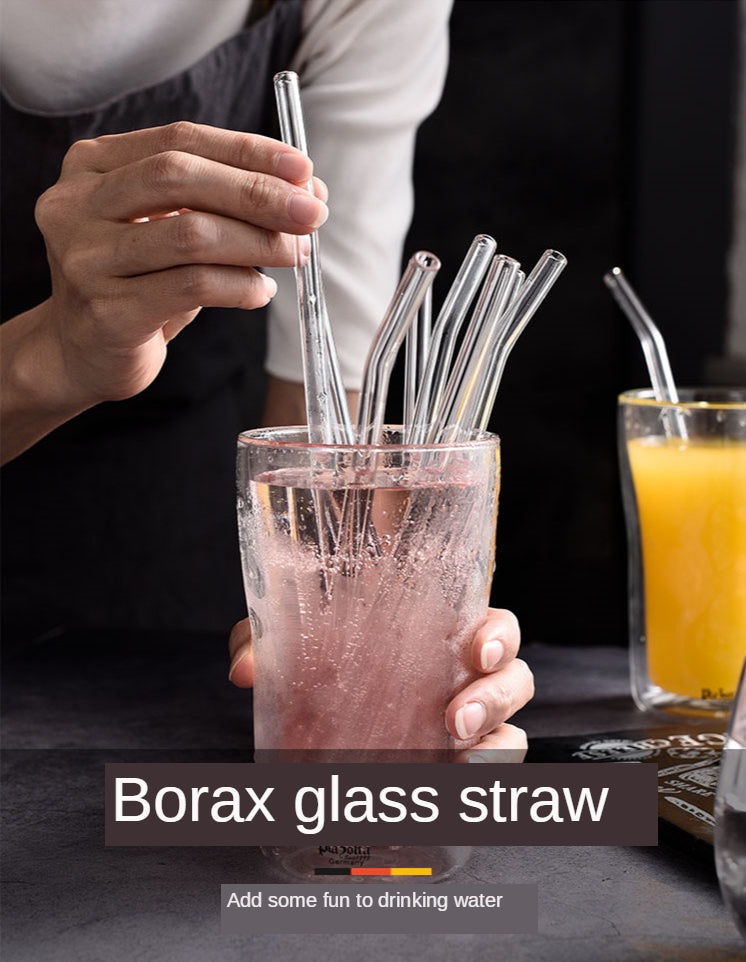 4pcs/Set Reusable Glass Straw With Brush - Tuzzut.com Qatar Online Shopping