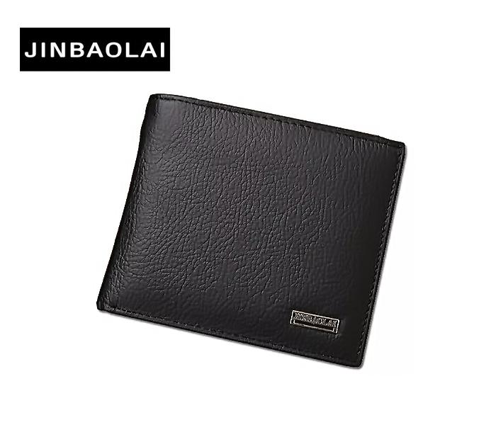 JINBAOLAI CW-8041 Short Bifold Genuine Leather Men Luxury Wallet With Coin Pocket Purse -BLACK - TUZZUT Qatar Online Store