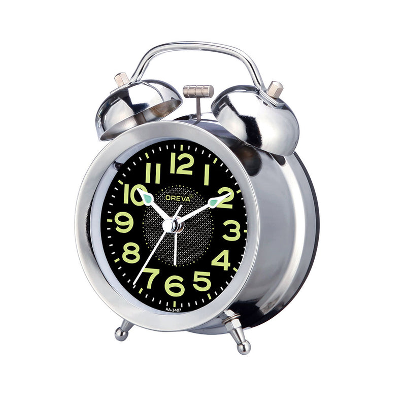 OREVA Twin Bell Alarm Table Clock AA3407 - Tuzzut.com Qatar Online Shopping
