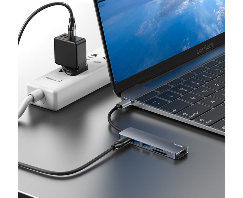 YESIDO HB11 6 In 1 Aluminium Alloy USB-C Multiport Hub Adapter With 4K