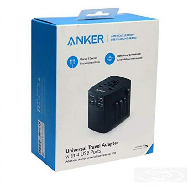 Anker Universal Travel Adapter With 4USB Ports - A2730 - Tuzzut.com Qatar Online Shopping