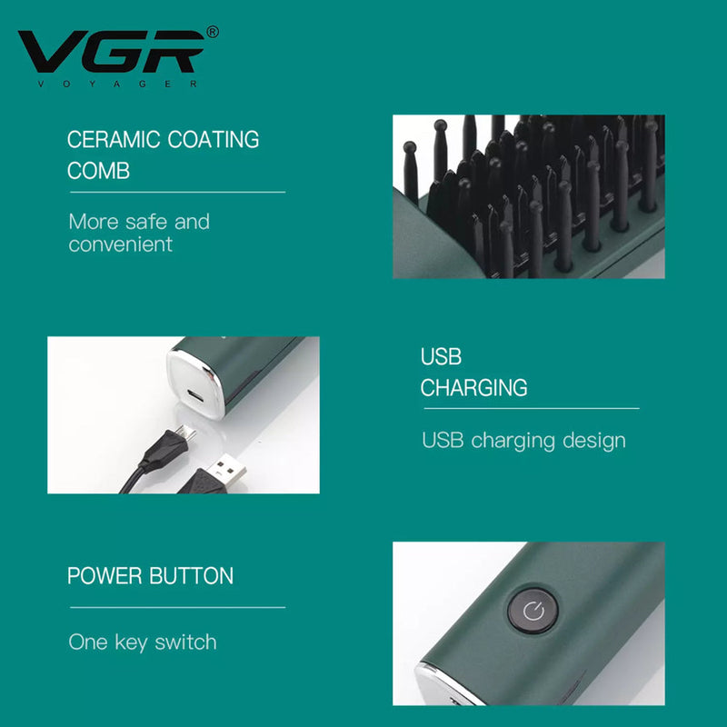 VGR V-587 Rechargeable Hair Straightener Comb - Tuzzut.com Qatar Online Shopping