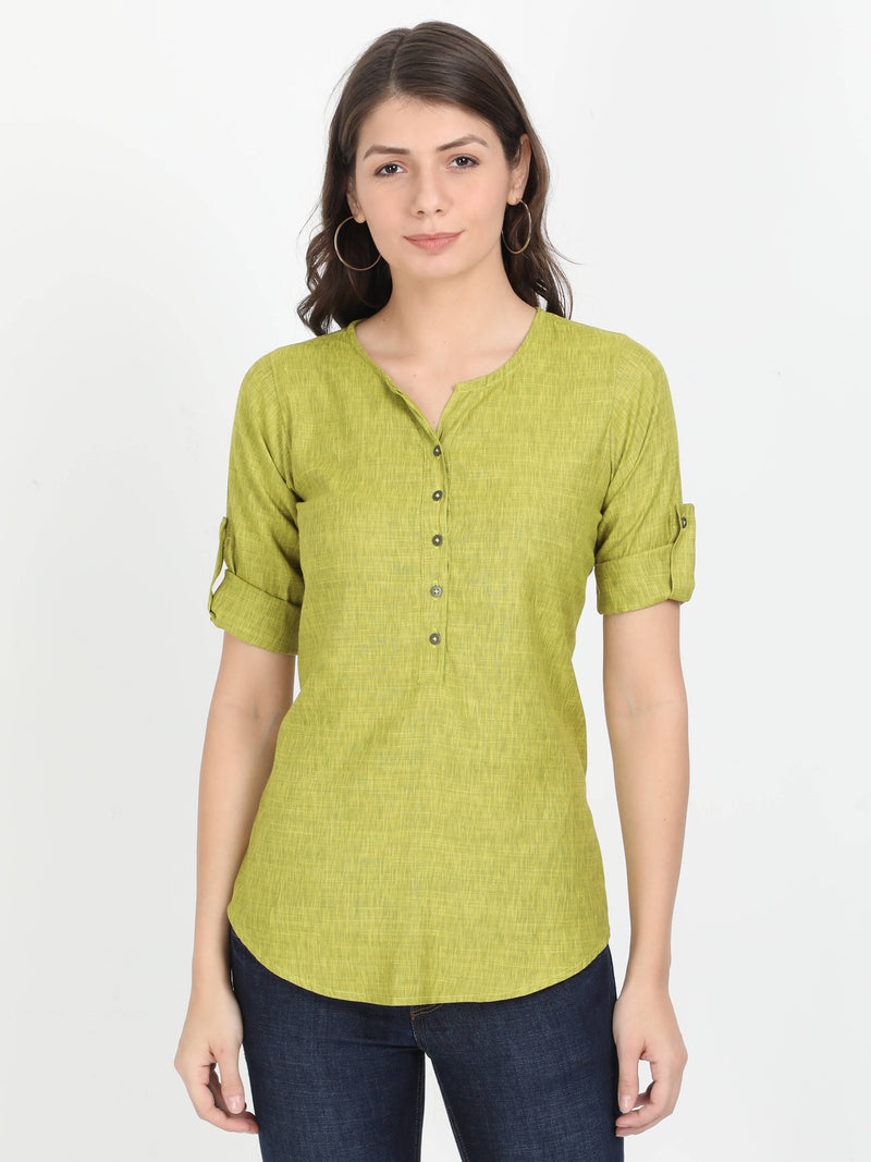 Women Green Casual Top - Plain - Tuzzut.com Qatar Online Shopping