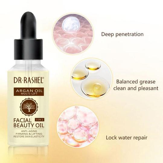 Dr.Rashel Argan Oil Multi Lift Facial Beauty Oil 3 in 1 - 30ml DRL-1424 - Tuzzut.com Qatar Online Shopping