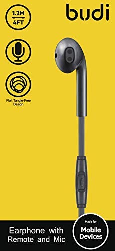 BUDI M8J101EP SINGLE EARPHONE WITH REMOTE AND MIC BLK - Tuzzut.com Qatar Online Shopping