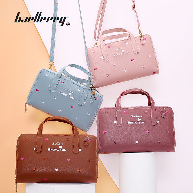 Baellerry Korean Style PU Leather Flower Embroidery Handbag - ZX-N1902 Baellerry Korean Style PU Leather Flower Embroidery Handbag - ZX-N1902