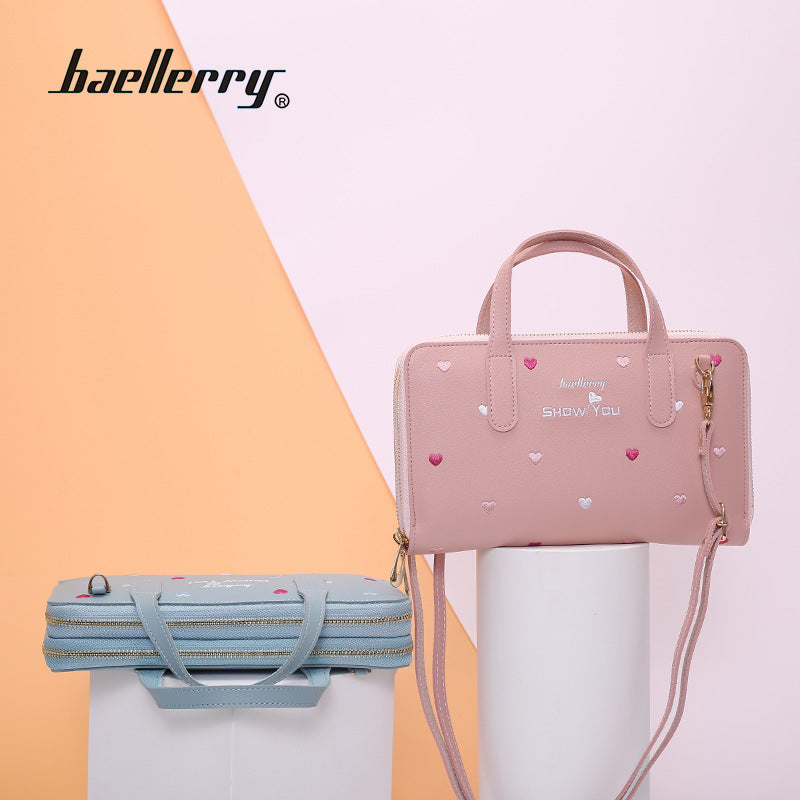 Baellerry Korean Style PU Leather Flower Embroidery Handbag - ZX-N1902 Baellerry Korean Style PU Leather Flower Embroidery Handbag - ZX-N1902