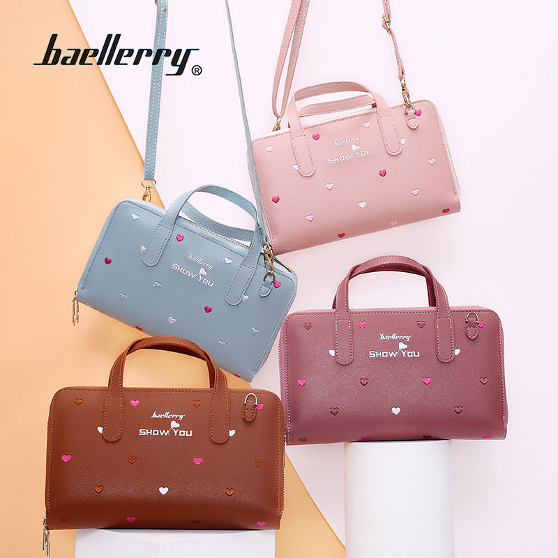 Baellerry Women New Design Korean Style PU Leather Flower Embroidery Handbag - ZX-N1902 - TUZZUT Qatar Online Store