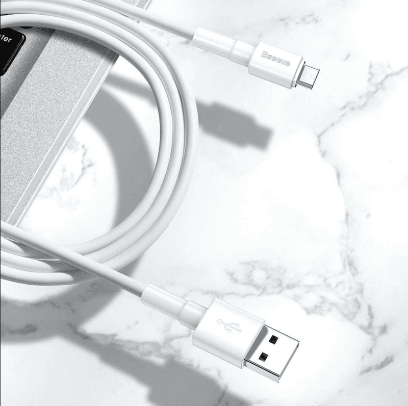 Baseus Mini White Cable USB For Micro 2.4A 1m - Tuzzut.com Qatar Online Shopping