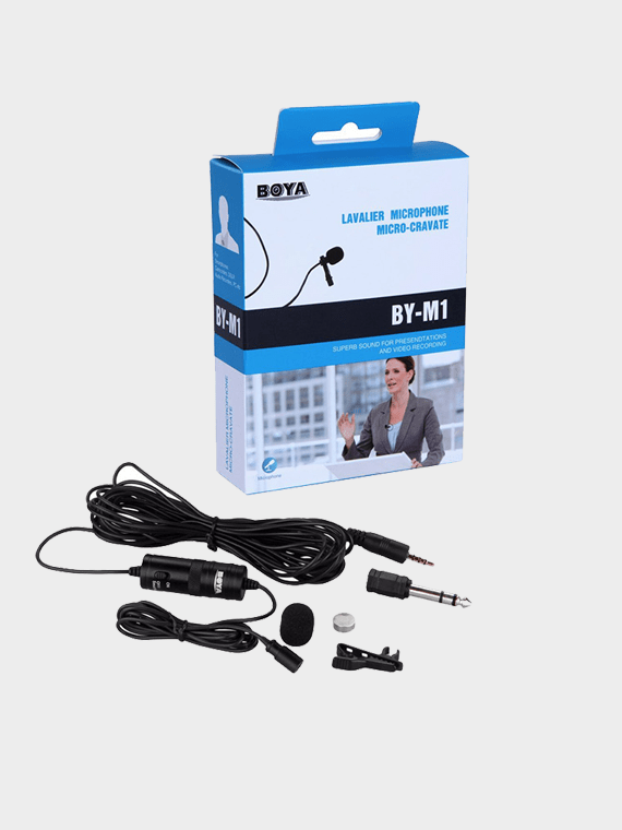 BOYA BY-M1 Omnidirectional Condenser Microphone 20 Feet Audio Cables Compatible with Digital SLR Camcorders Video Cameras/Smartphone Black - Tuzzut.com Qatar Online Shopping