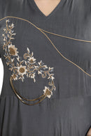 Women Grey Zardosi Maxi Dress - Tuzzut.com Qatar Online Shopping