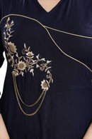 Women Blue Zardosi Maxi Dress - Tuzzut.com Qatar Online Shopping