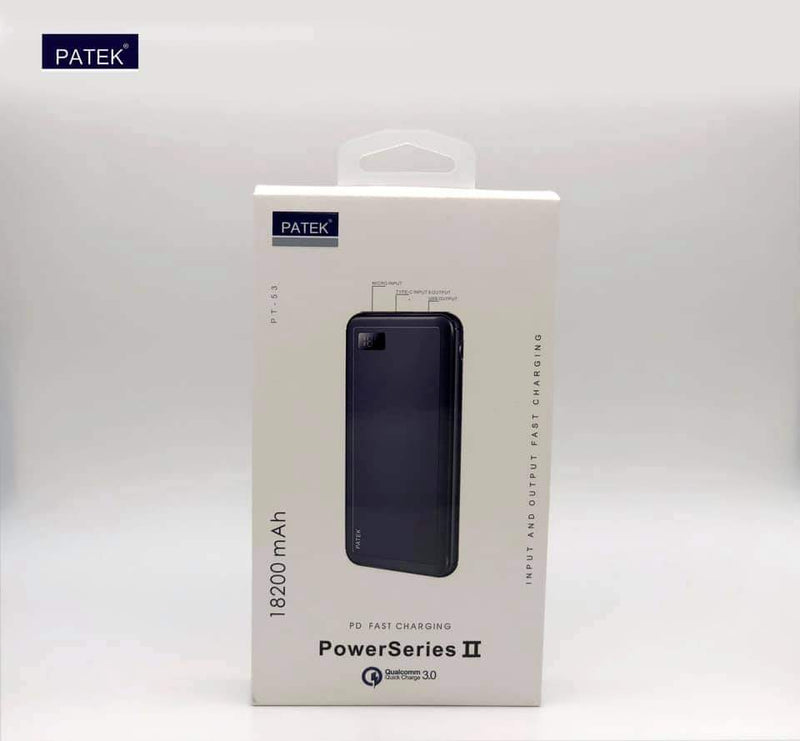PATEK PowerSeries 2- PD Fast Charging 18200mAh Powerbank - Tuzzut.com Qatar Online Shopping