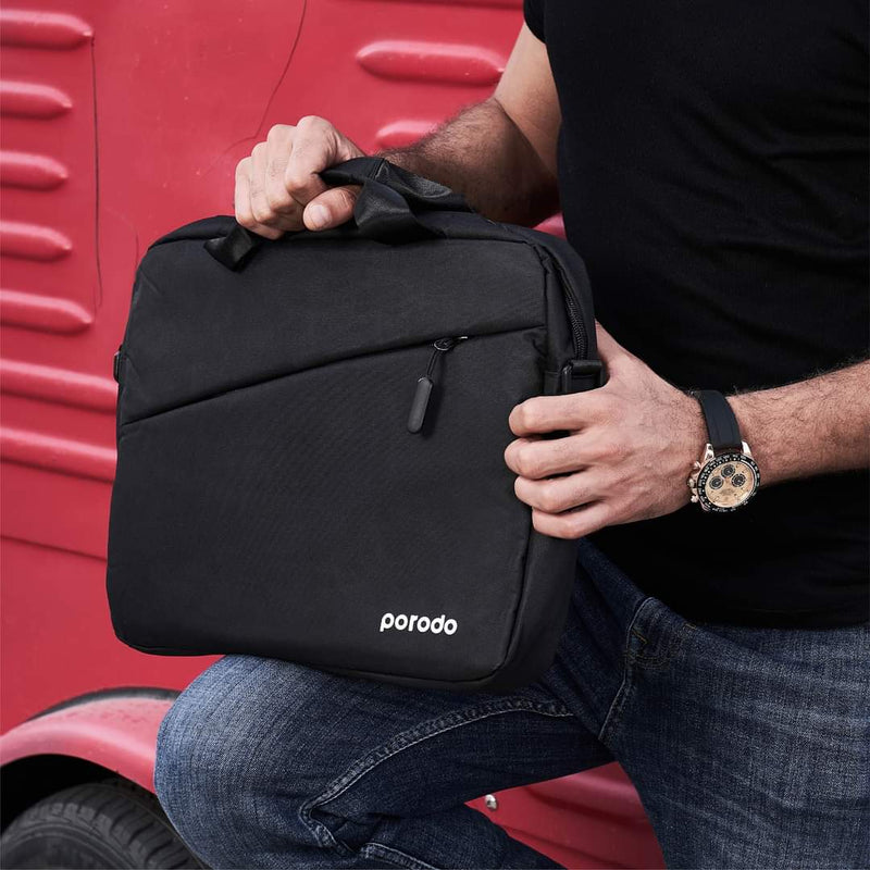 Porodo Lifestyle Nylon Fabric 15.6 inch Laptop Sleeve Bag - Black - Tuzzut.com Qatar Online Shopping