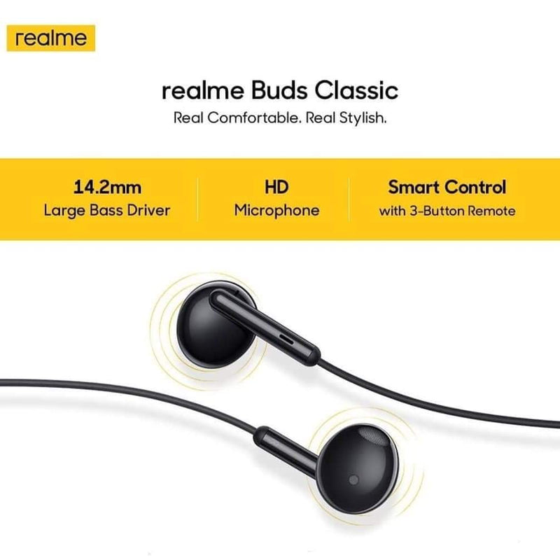 Realme Buds Classic Wired Earphones with HD Microphone Black