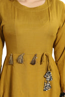 Women Mustard Layered Solid Maxi Dress - Tuzzut.com Qatar Online Shopping