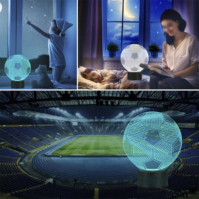 Soccer Ball Shaped 3D Night Lights 7 Colors Changing LED Table Lamp S4622302 - Tuzzut.com Qatar Online Shopping