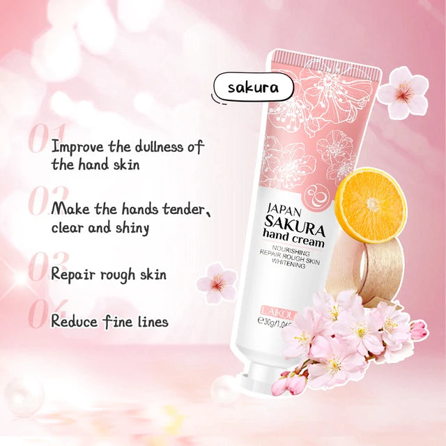 LAIKOU Japan Sakura Hand Cream Moisturizing Anti-chapping Repair Soften Skin Whitening Hand Cream Winter Anti-crack Skin Care - Tuzzut.com Qatar Online Shopping