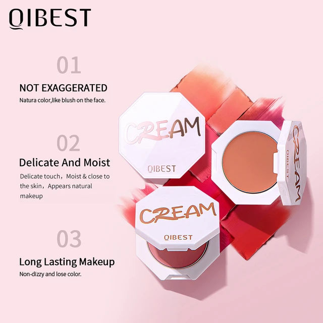 QIBEST Palette Red Rouge Lasting Natural Cream Cheek Contour Blusher Korean Comsmetic Cheek Tint Face Blush - Tuzzut.com Qatar Online Shopping