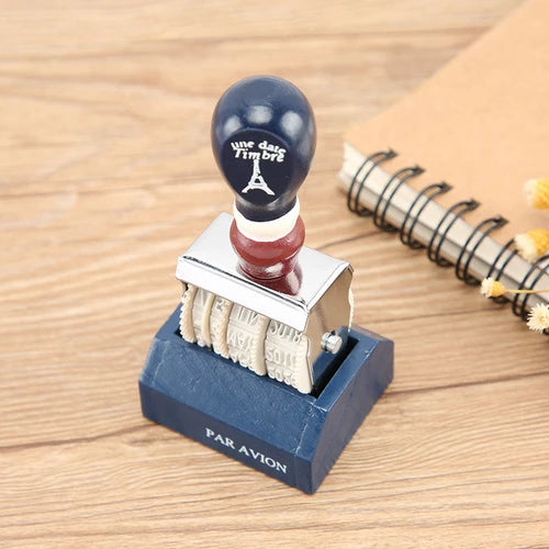 Retro Roller Date Stamp DIY Wooden Handle Digital Diary Rubber for Craft Planner Scrapbooking - Tuzzut.com Qatar Online Shopping