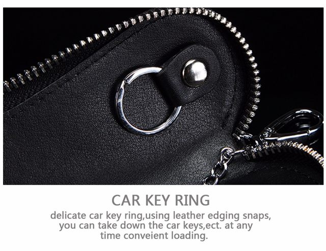 Contact's Genuine Leather Car Key Holder Zipper Case Wallet Keychain Bag-1004E Contact's Genuine Leather Car Key Holder Zipper Case Wallet Keychain Bag-1004E
