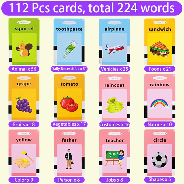 GYB Early Education English Arabic Flash Cards Learning Machine with Sound for Kids - Tuzzut.com Qatar Online Shopping