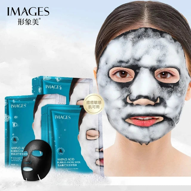 1Pc Amino Acid Moisturizing Bubble Facial Mask Deep Cleansing Oil Control Skin Rejuvenation Shrink Pore Foam Black Mask - Tuzzut.com Qatar Online Shopping