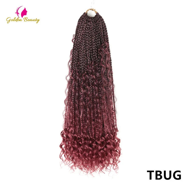 22"Box Braids Crochet Braids Curly Ends Goddess Box Braids Soft Synthetic Crochet Hair Extensions - TUZZUT Qatar Online Store