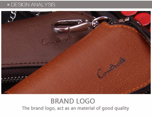 Contact's Genuine Leather Car Key Holder Zipper Case Wallet Keychain Bag-1004E - Tuzzut.com Qatar Online Shopping