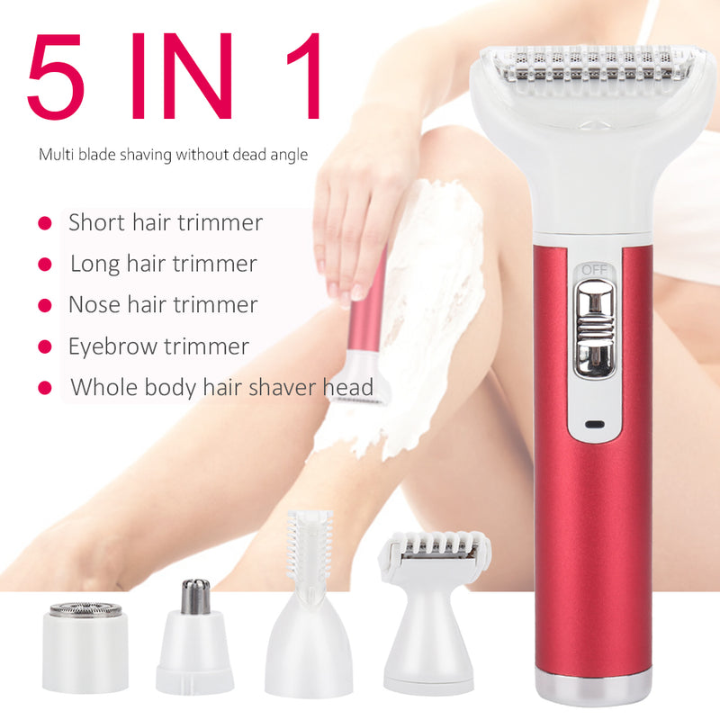 5 in 1 Rechargeable Painless Lady Epilator Shaver Set - Tuzzut.com Qatar Online Shopping
