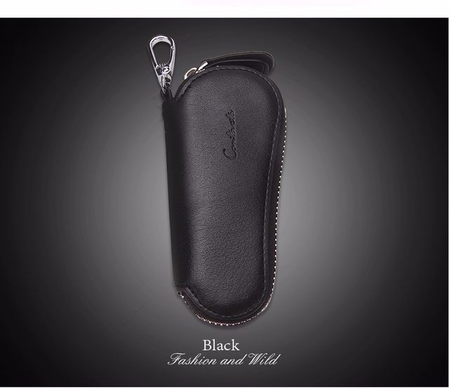 Contact's Genuine Leather Car Key Holder Zipper Case Wallet Keychain Bag-1004E Contact's Genuine Leather Car Key Holder Zipper Case Wallet Keychain Bag-1004E