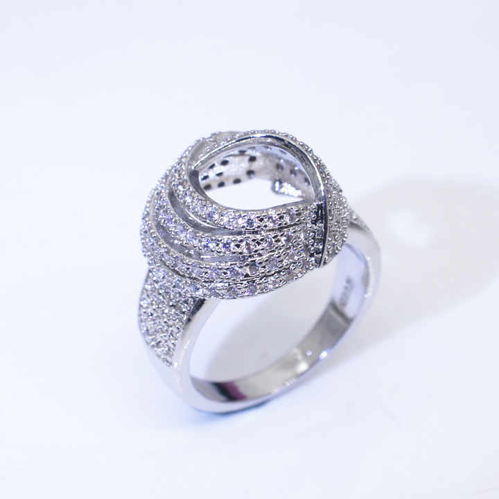 Silver Plated Shining Ring Cubic Zirconia Promise Rings CZ Eternity Engagement Wedding Band - Tuzzut.com Qatar Online Shopping
