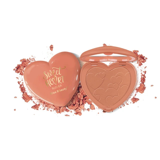 Kiss beauty Heart-shaped Velvet Rouge Blusher Powder Makeup Cosmetic Natural Blusher Powder Palette Face Blush For Beauty Girl - Tuzzut.com Qatar Online Shopping