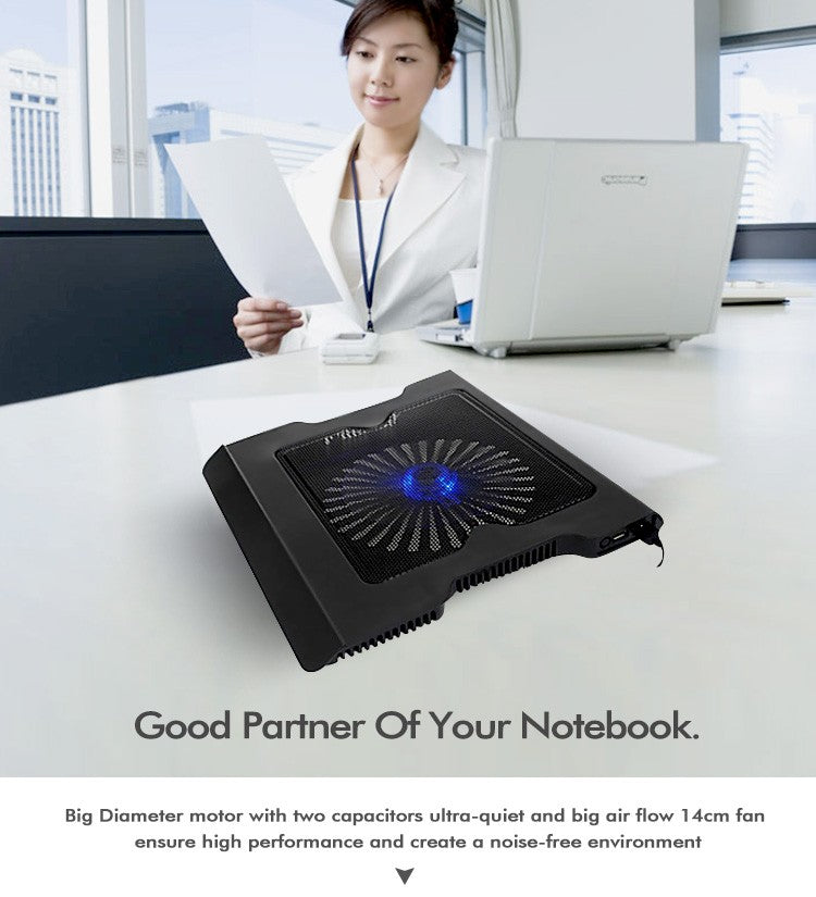 883 Cooling Pad Suitable For 10-15 Inch Notebook/Laptop With 2 USB Port - Tuzzut.com Qatar Online Shopping