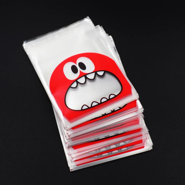 100pcs 7cm x 7cm+3 OPP Cute small Monster Sharp teeth Baking Christmas Gift Packaging Bags Wedding Cookie Candy Plastic bag - Tuzzut.com Qatar Online Shopping