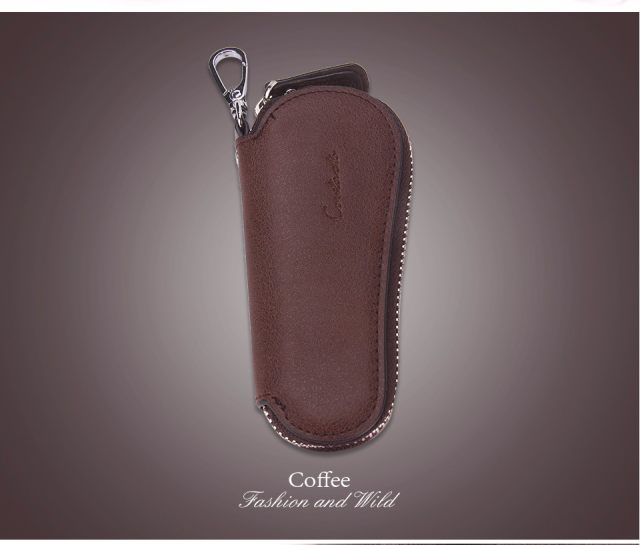 Contact's Genuine Leather Car Key Holder Zipper Case Wallet Keychain Bag-1004E Contact's Genuine Leather Car Key Holder Zipper Case Wallet Keychain Bag-1004E