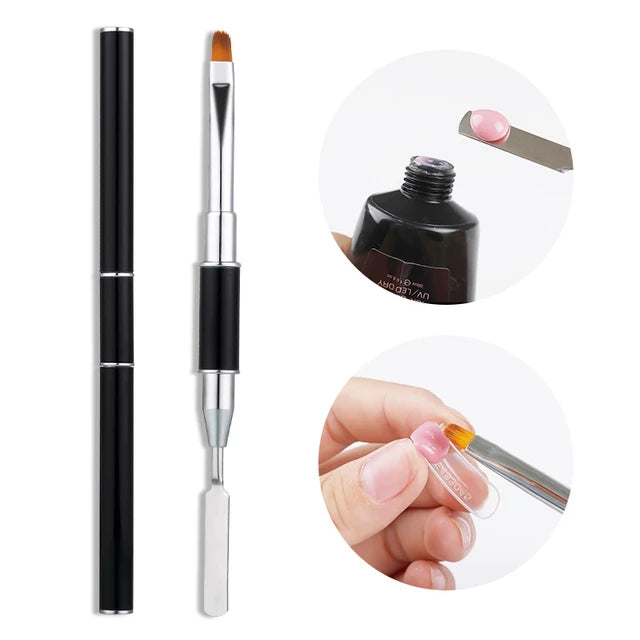 1pc new design double sided gel pen spatula brush for manicure,acrylic extension tip,nail art builder,nail accessory,rod tool, - Tuzzut.com Qatar Online Shopping