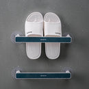 Wall Mounted Self Adhesive Shoe Rack Towel Shelf Organizer with Hooks for Kitchen Bathroom - Tuzzut.com Qatar Online Shopping