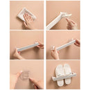 Wall Mounted Self Adhesive Shoe Rack Towel Shelf Organizer with Hooks for Kitchen Bathroom - Tuzzut.com Qatar Online Shopping