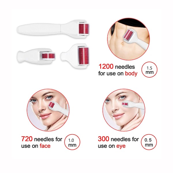 4 In 1 Derma Roller Set Stainless Micro Needles With Travel Case 4 In 1 Derma Roller Set Stainless Micro Needles With Travel Case