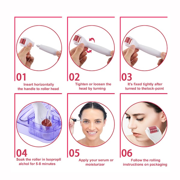 4 In 1 Derma Roller Set Stainless Micro Needles With Travel Case 4 In 1 Derma Roller Set Stainless Micro Needles With Travel Case