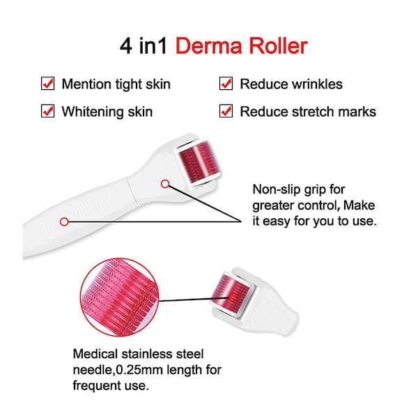 4 In 1 Derma Roller Set Stainless Micro Needles With Travel Case 4 In 1 Derma Roller Set Stainless Micro Needles With Travel Case