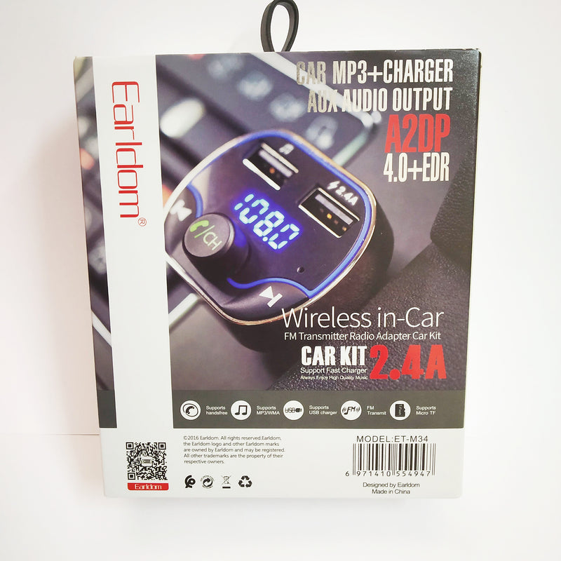 Earldom ET-M34 Car Mp3 and Charger AUX Audio Output FM Transmitter Radio Adapter - Tuzzut.com Qatar Online Shopping