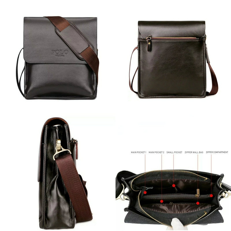 VICUNA POLO Leather Men Messenger Business Leather Shoulder Bag - Tuzzut.com Qatar Online Shopping