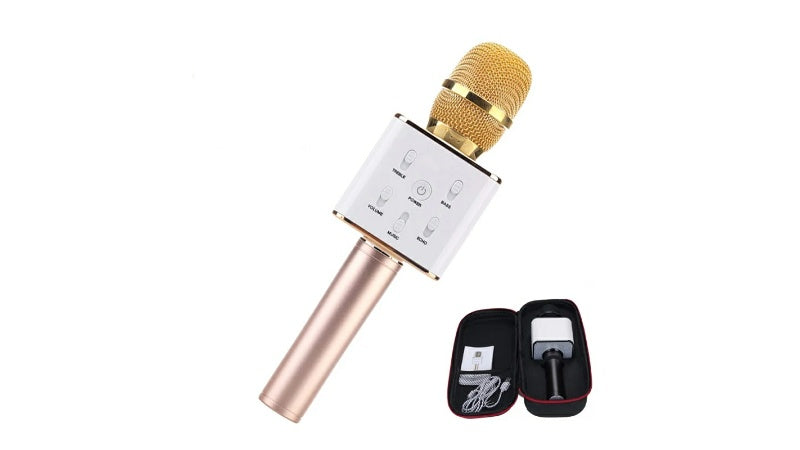 2 In 1 Bundle Best Quality Karoke Microphone with Carry box and  Bluetooth Wireless Speaker (Assorted Colours) - Tuzzut.com Qatar Online Shopping