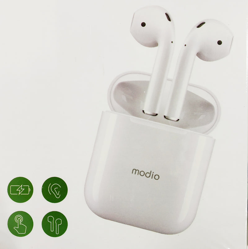Modio ME3 Touch Sensor 2 Side Calling / HiFi Sound TWS Wireless Bluetooth Headset, White - Tuzzut.com Qatar Online Shopping