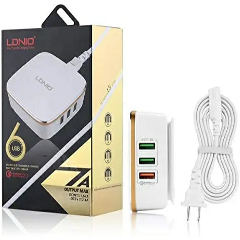 LDNIO USB Charger 6 Port with Quick Charge 2.0 35W 7A  - Tuzzut.com Qatar Online Shopping